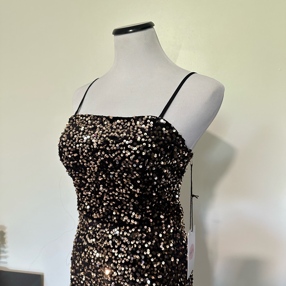 Black Sequin Embellished Mini Dress
